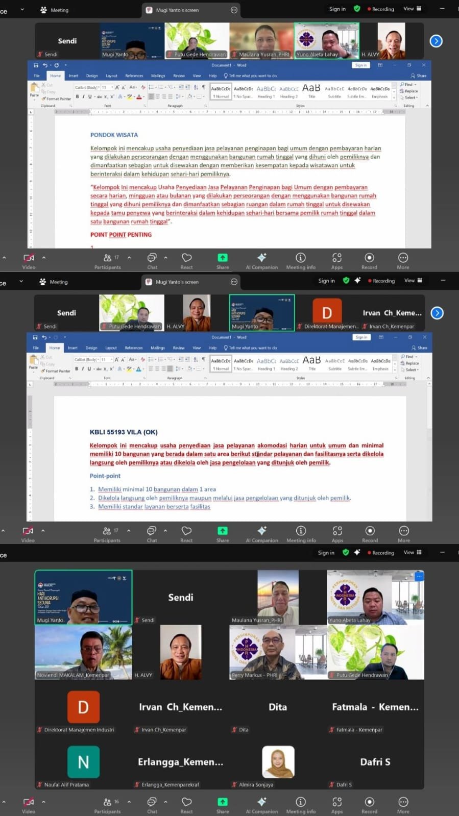 Penyampaian Usulan Terbaru Deskripsi KBLI 55130 Home Stay dan 55193 Villa